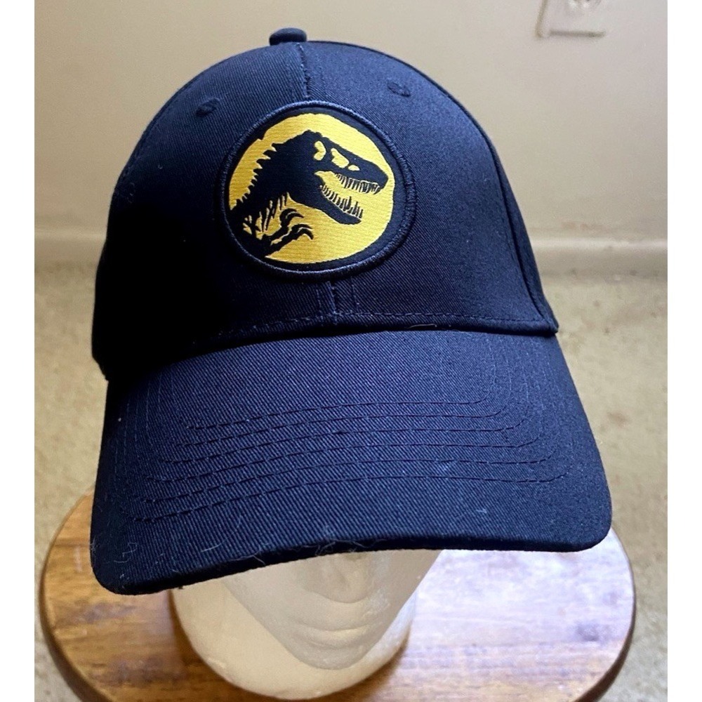 Jurassic Park Carls Jr Hardees Promo Hat Black Cotton T-Rex Logo Baseball Cap
